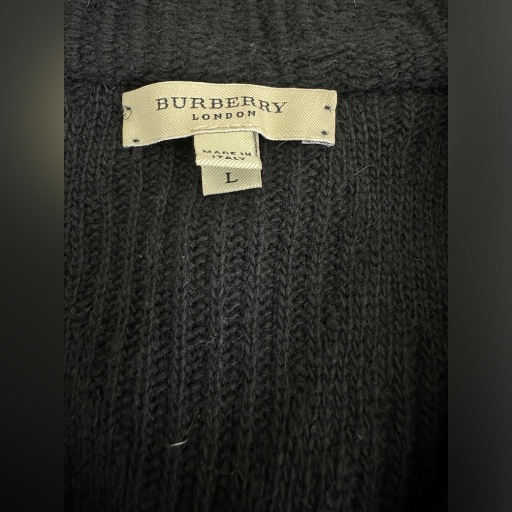 Burberry Black Ribbed Button-Up Wool Sweater Jacket - Picture 5 of 16